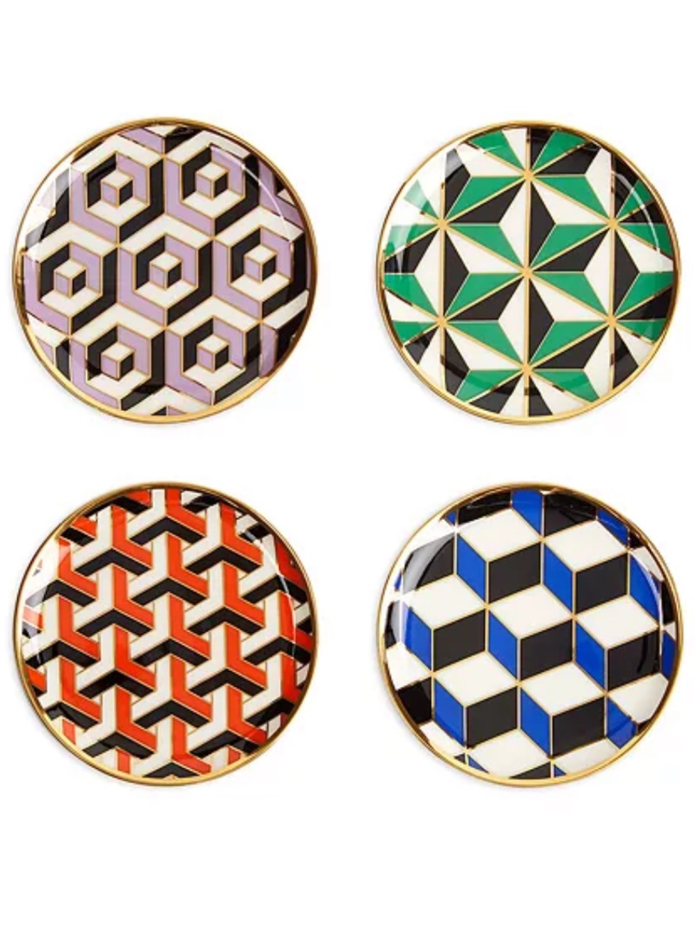 Johnathan Adler Versailles set of 4 Geometric Patten coasters